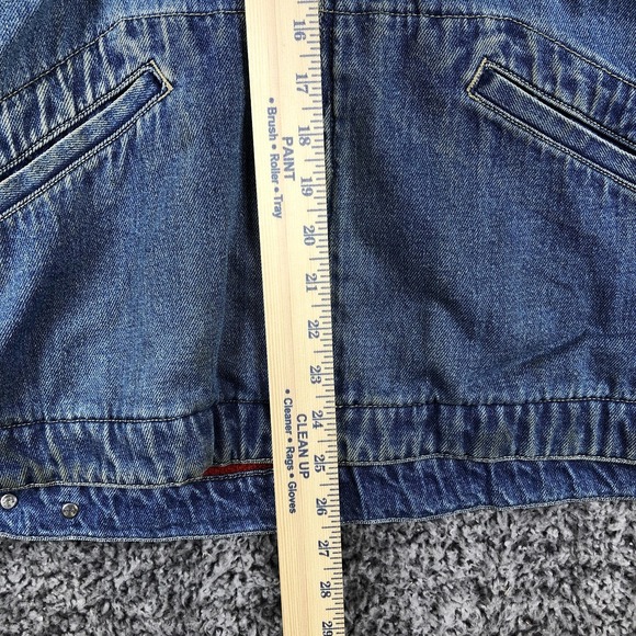 Gap Blue Jeans Jacket Mens XL Blue Denim T-Bird Patch Lined Bomber Workwear - Picture 6 of 12